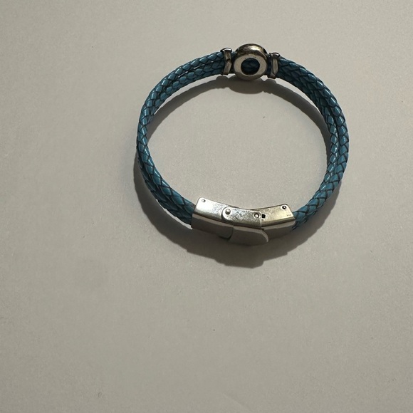 Blue Braided Bracelet with Irish Silver Spiral Charm - Picture 3 of 5
